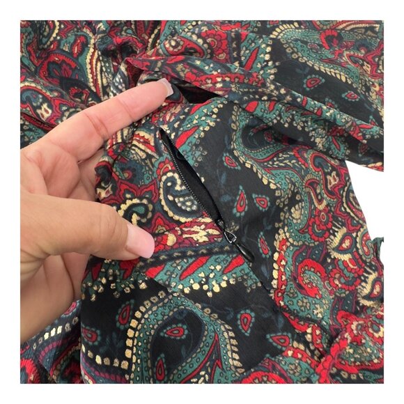 Tommy Hilfiger Women Paisley Print Long Sleeve Dress Keyhole Back Lined Size 18 - Picture 9 of 13